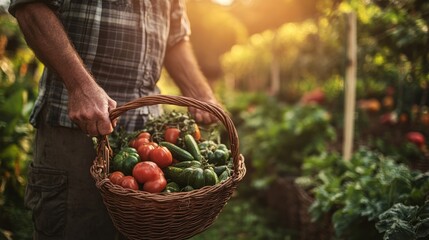 Fototapeta premium Harvesting Fresh Vegetables: A Farmer's Bounty