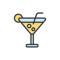 Cocktail colored icons, minimalist vector illustration ,simple transparent graphic element .Isolated on white background