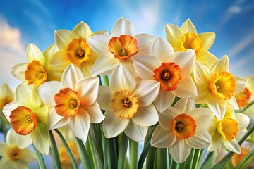 Naklejka premium Daffodil Flowers Bunch Spring Blossom