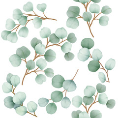 Eucalyptus Watercolor Seamless Pattern