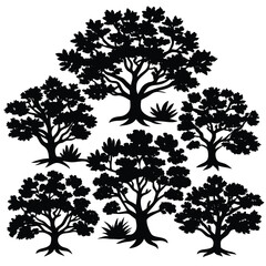 Obraz premium Juniper Trees icon set on white background