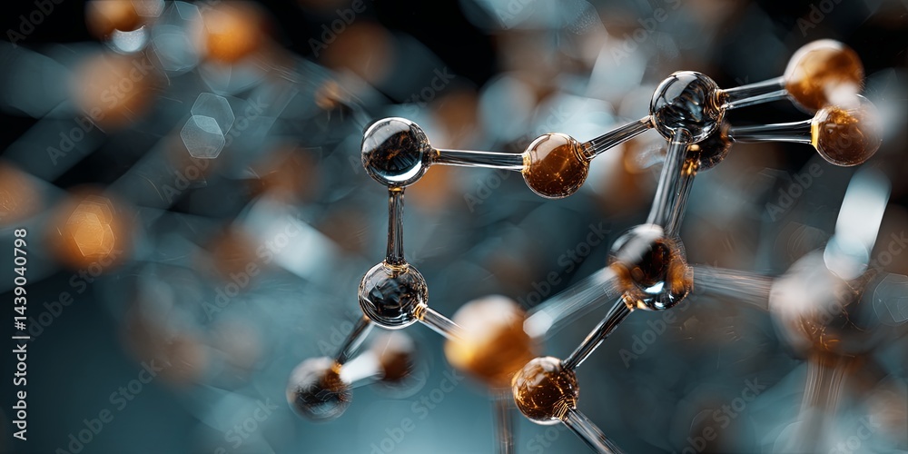 Fototapete Abstract representation of molecular structure with interconnected atoms and bonds forming intricate network of scientific discovery and innovation