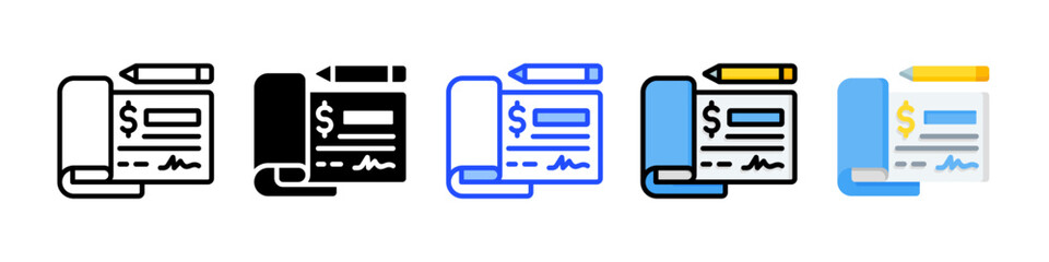 Checkbook Icon Collection With Multiple Styles