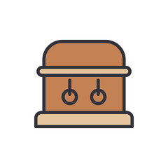 Coffin colored icons, minimalist vector illustration ,simple transparent graphic element .Isolated on white background