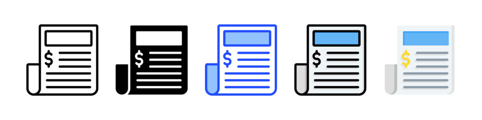 Newspaper Icon Collection With Multiple Styles