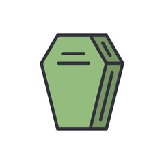 Coffin colored icons, minimalist vector illustration ,simple transparent graphic element .Isolated on white background