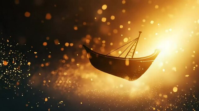 Golden vessel in dreamlike light