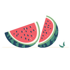 Flat design vector illustration of a watermelon