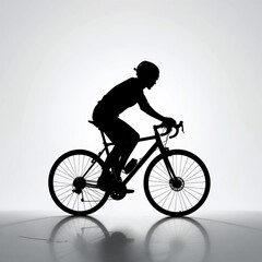 Fototapeta premium Silhouette of Cyclist Riding Road Bike Active Lifestyle Fitness Sport Exercise
