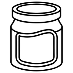 Jar with Lid and Curved Label Icon - Storage Container, Food Packaging Illustration
