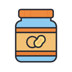 Colorful Peanut Butter Jar Icon – Nut Spread Container Vector