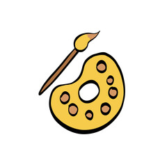 Paint Palette Back to School Supplies Stickers Illustration for Education, Classroom Decor, and Hand-Drawn Stationery Design