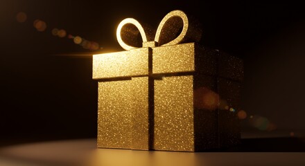 Golden Gift Box with Bow
