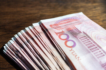 Chinese cash 100 rmb. Banknotes of one hundred yuan.
