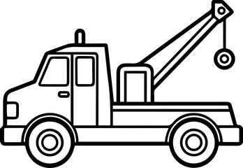 tow truck line art vector illustration outline