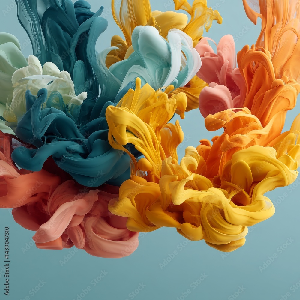 Wall mural vibrant abstract swirls of color in fluid movement capturing the essence of creativity and dynamic e