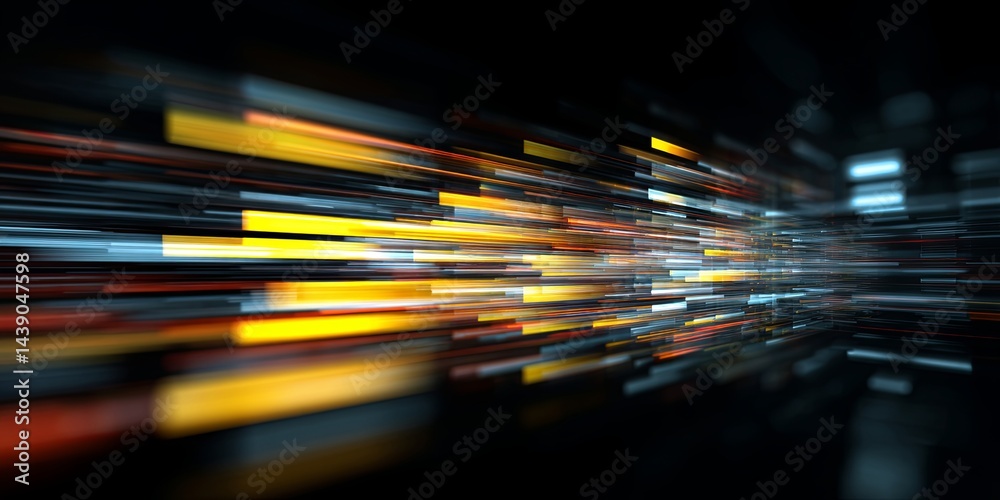 Poster Abstract Digital Background with Colorful Stripes in Motion Representing Technology and Innovation in a Modern Design Concept