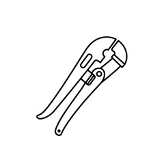 Professional Plumbing Tool Illustration: A meticulously crafted line drawing showcases a professional plumbing tool, perfect for illustrating articles on home improvement, construction.