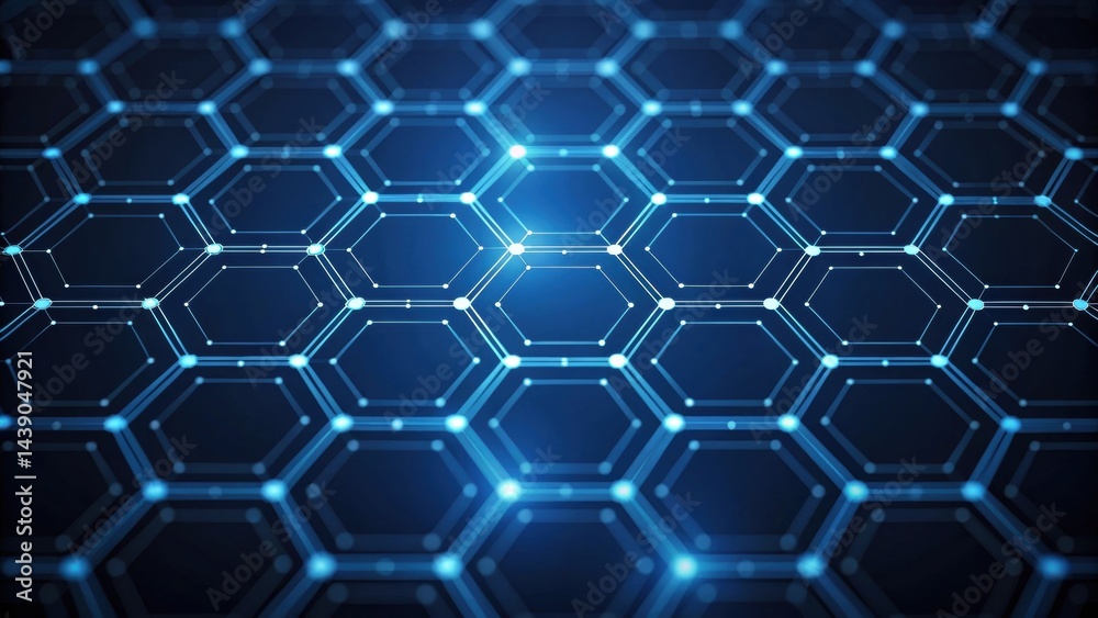 Poster abstract gradient science technology and medical. abstract hexagonal pattern with glowing elements o