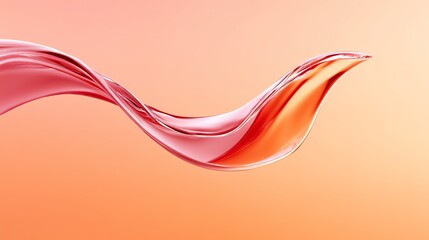 Abstract Red Liquid Wave Flowing on Light Orange Background - Smooth Texture
