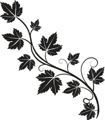 black silhouette of a vine with leaves © theuniversecreation