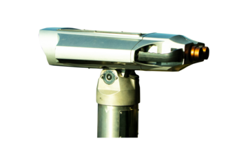 Telescope isolated on cutout PNG or transparent background. Binoculars are essential to expand view of natural landscape. Device used look to magnify objects.