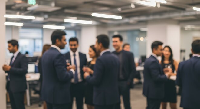 Blurred Corporate Networking Event with Business Professionals
