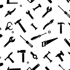 Tools of the Trade: A seamless pattern of essential tools, creating a dynamic representation of craftsmanship, repair, and the construction industry. Perfect for backgrounds and textures.