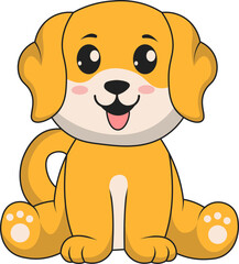 Cute Baby Dog Character. Vector Cartoon Illustration.