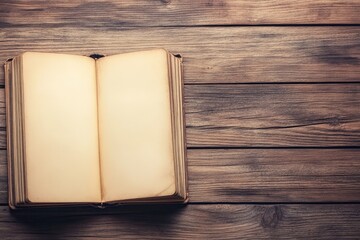 Open book on wooden table