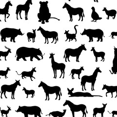 Animal Silhouettes Pattern: An exquisite pattern showcasing a collection of animals silhouette set, ideal for design projects. 