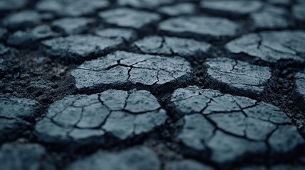 Fototapeta premium Cracked, parched earth. A close-up view of dry, cracked soil