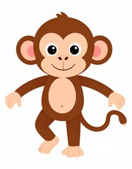 Cute monkey doll illustration with big eyes and playful expression