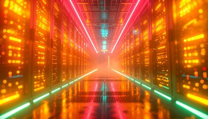 A futuristic server room inspires innovation and creativity.  