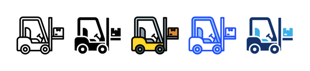 Forklift Icon Collection With Multiple Styles