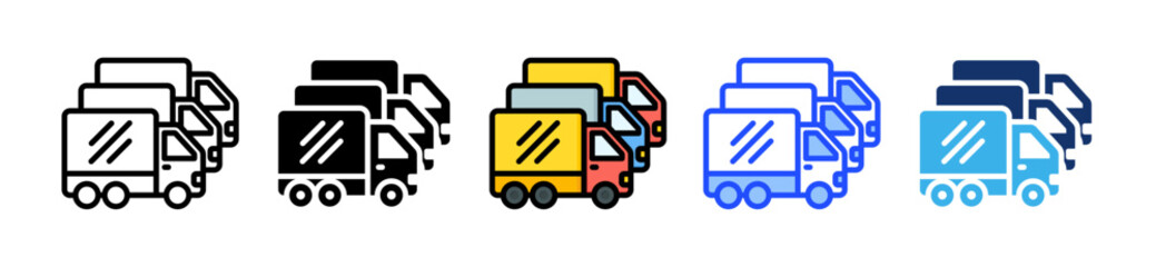 Truck Fleet Icon Collection With Multiple Styles
