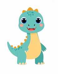 Naklejka premium Cute dinosaur doll illustration with big eyes and playful expression