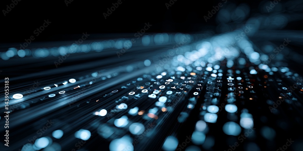 Aufkleber Abstract representation of binary code data streams in a scattered pattern showcasing technology, digital transformation, and information flow in a modern context