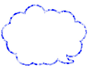 ステンドグラス風吹き出し　三角形模様　丸みのある雲形