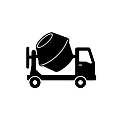 Cement Mixer Silhouette: A bold silhouette of a cement mixer truck against a clean background. Ready to use for construction and industry projects.