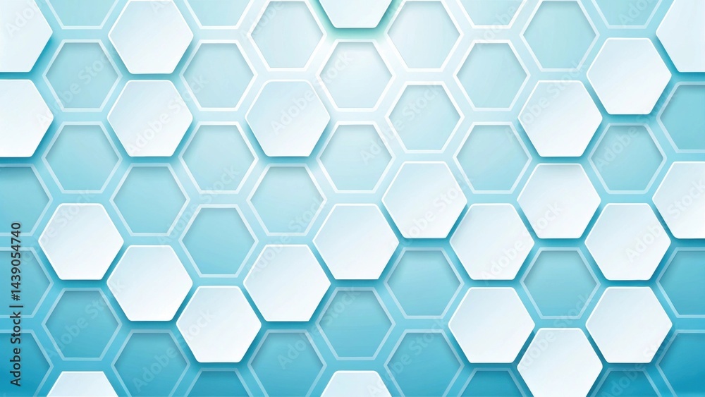 Poster abstract gradient science technology and medical. hexagonal pattern in blue tones, creating a modern