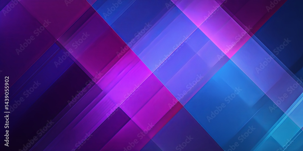 Poster Abstract geometric background with intersecting lines and shapes in vibrant blue and purple tones creating a modern and dynamic visual appeal