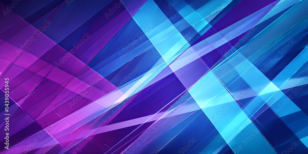 Poster Abstract geometric background with intersecting lines and shapes in vibrant blue and purple tones creating a modern and dynamic visual appeal
