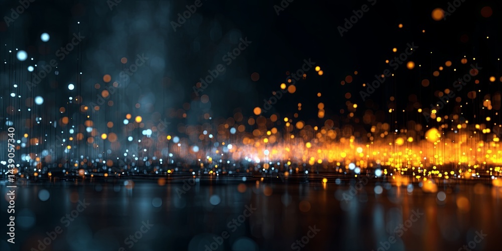 Poster Futuristic Abstract Digital Background with Glowing Lights, High-Tech Data Visualization, and Depth in a Dark Color Palette for Creative Projects