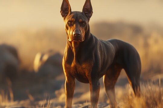 Majestic dog in golden field
