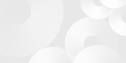 Design white glowing geometric lines on gray background. Modern shiny blue circle lines abstract modern simple design