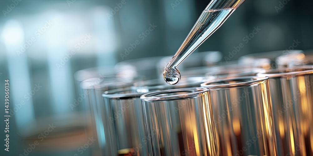 Poster laboratory test tubes with pipette in scientific research environment for chemistry experimentation 