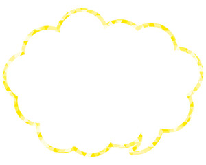 ステンドグラス風吹き出し　三角形模様　丸みのある雲形