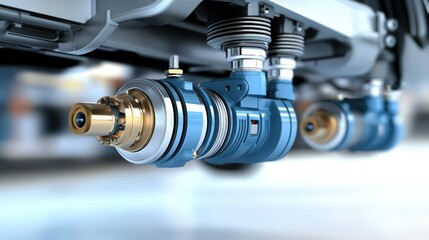Close-up of advanced vehicle suspension components