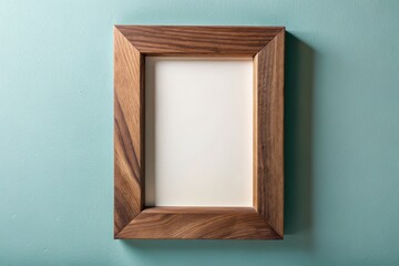 Umber color background, Umber-toned background with detailed walnut frame corner on a pastel wall, highlighting rich wood textures.